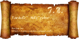 Tankó Nándor névjegykártya